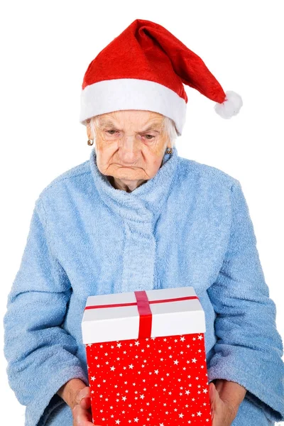 Christmas gift for a beautiful grandmother — Stock Photo, Image