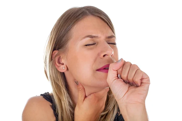 Young woman having sore throat — Stock Photo, Image