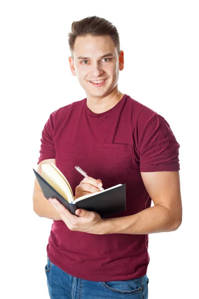 Handsome male student on isolated — Stock Photo, Image