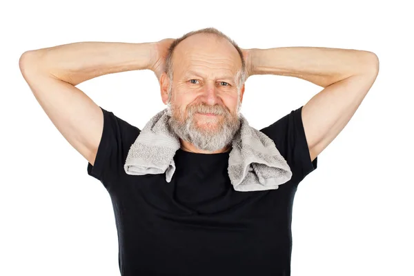 Elderly man after gym session — Stock Photo, Image