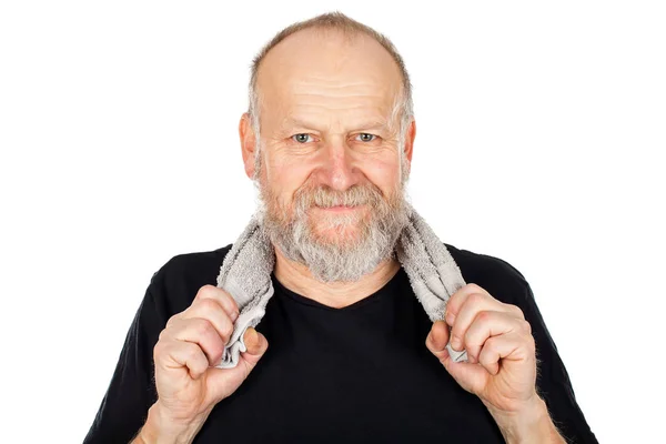 Elderly man after gym session — Stock Photo, Image