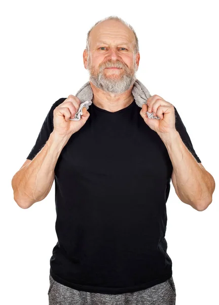 Elderly man after gym session — Stock Photo, Image