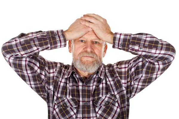 Mature man having headache — Stock Photo, Image