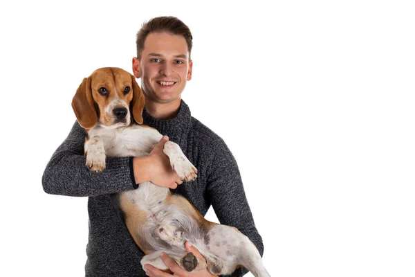 Владелец и его собака — стоковое фото