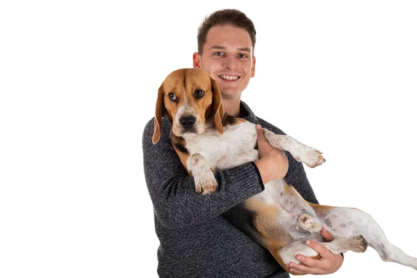 Владелец и его собака — стоковое фото