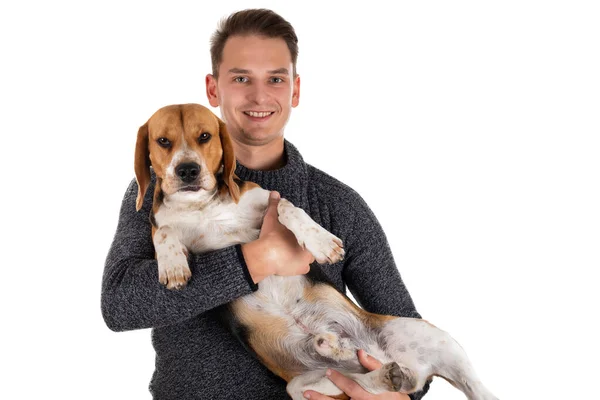 Owner and his dog — Stock Photo, Image