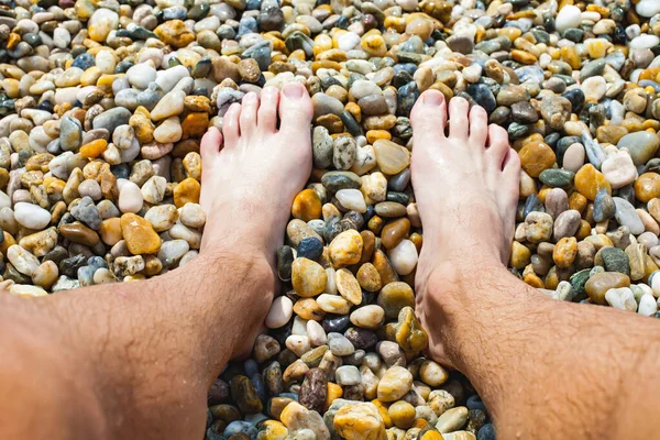 Bare Feet Seaside Summertime Sandy Beach — Stock Photo, Image