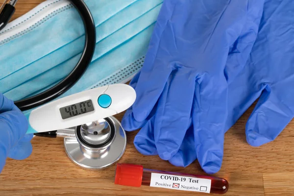 Foto Ravvicinata Farmaci Strumenti Medici Backgroun Legno — Foto Stock