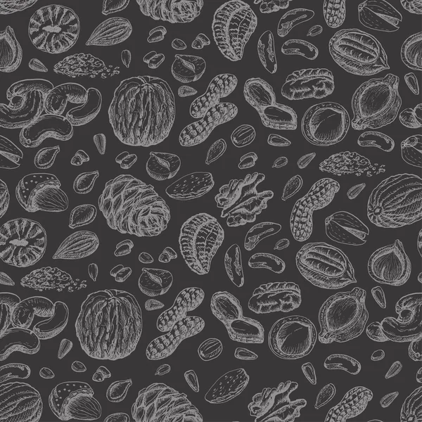 Бесшовный рисунок с семенами и орехами — стоковый вектор