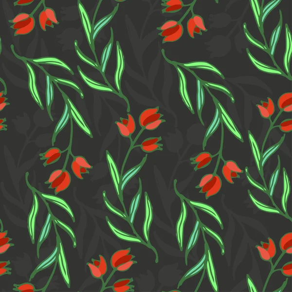 Modèle sans couture avec des branches et des fleurs successives — Image vectorielle