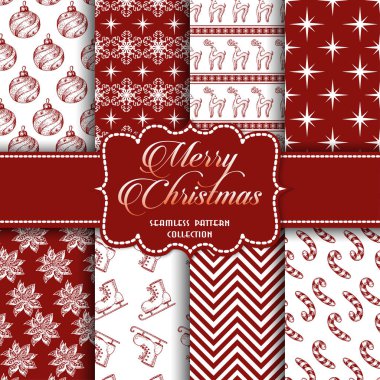 Noel toplama kırmızı ve beyaz renkler ile Dikişsiz desen