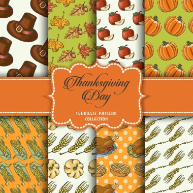 Şükran günü için dikişsiz desen koleksiyonu