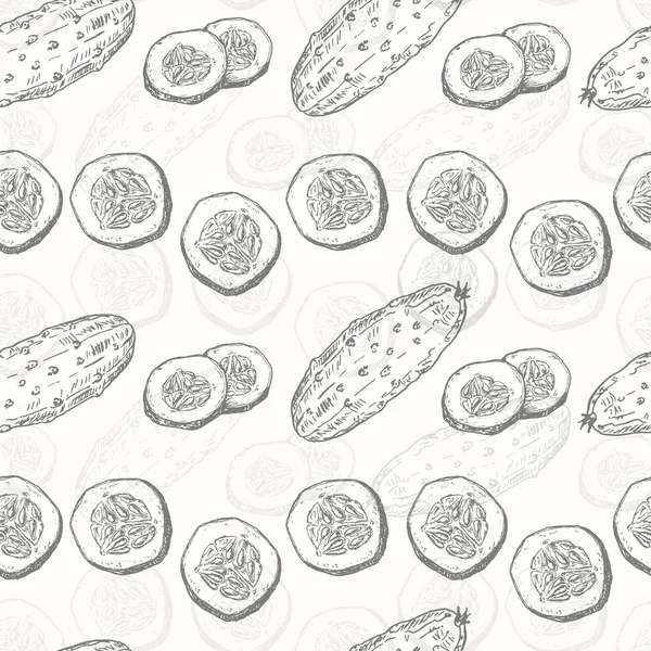 无缝模式与黄瓜 — 图库矢量图片