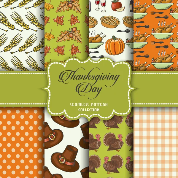 Colección de patrones sin costura para el Día de Acción de Gracias — Vector de stock