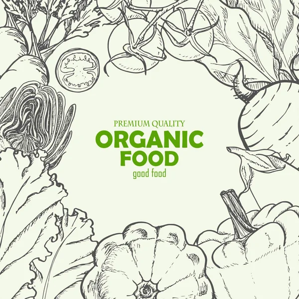 Hintergrund mit Gemüse im Sketch-Stil — Stockvektor