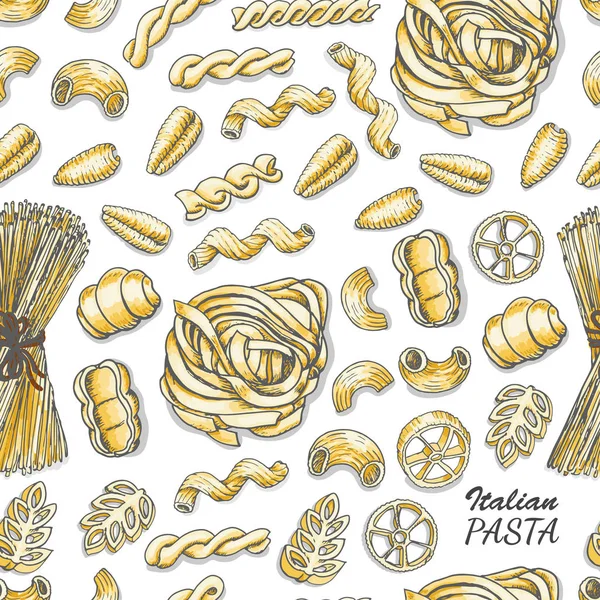 Motif sans couture avec pâtes italiennes — Image vectorielle
