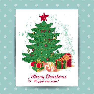 Noel ağacı orta kartıyla vektör