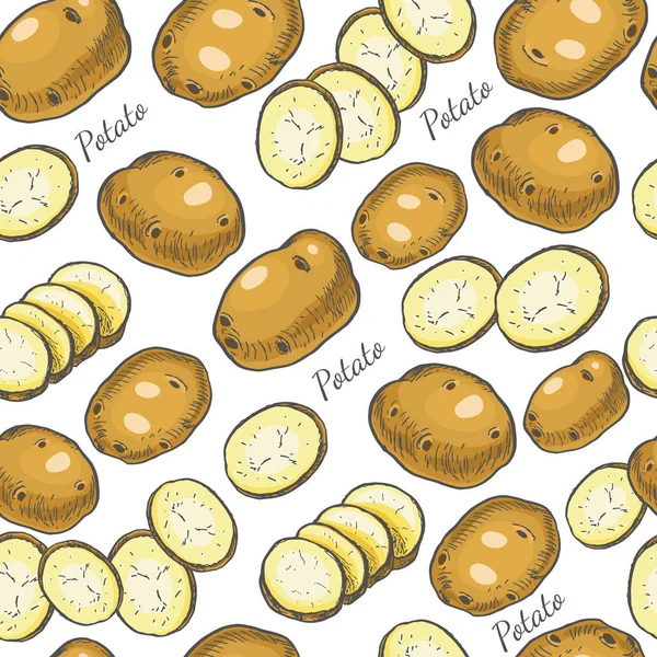 Patrón de color sin costura con patatas — Vector de stock