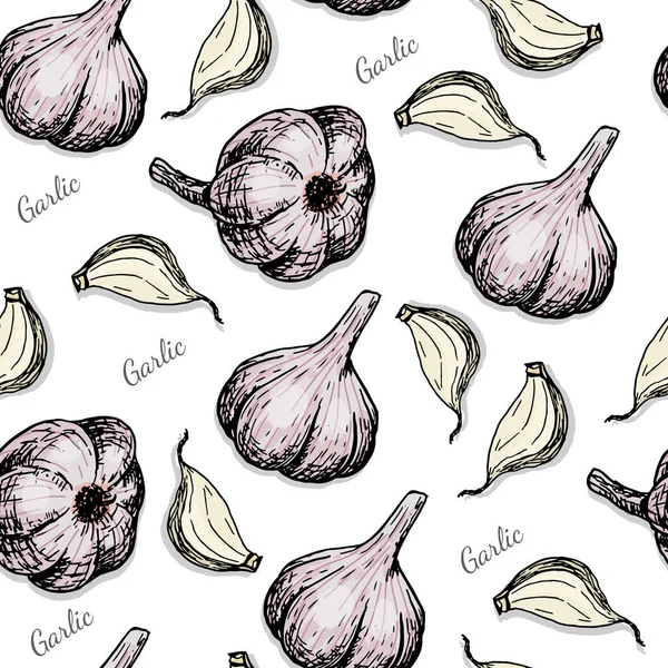 Naadloze kleurenpatroon met garlics — Stockvector