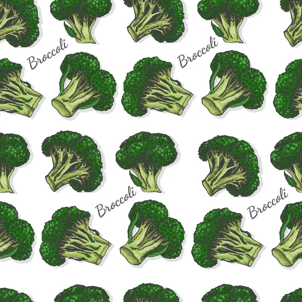 Naadloze kleurenpatroon met broccoli — Stockvector