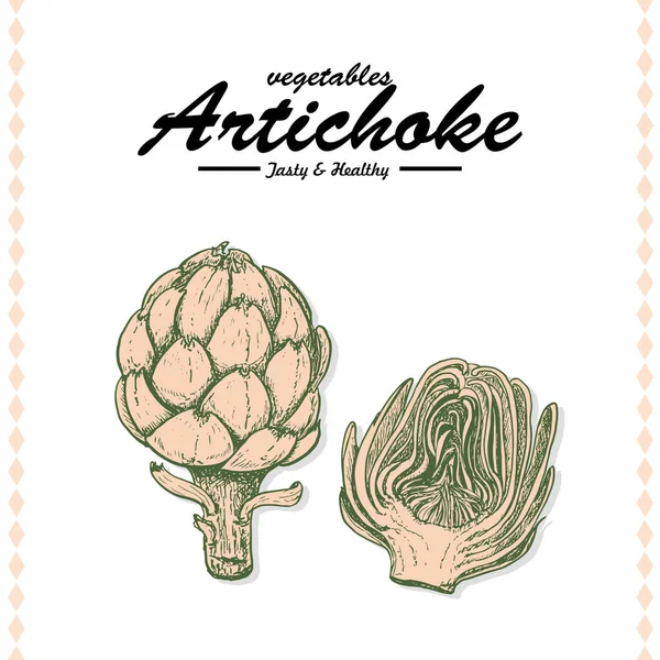 Dibujo a mano ilustración de alcachofa — Vector de stock