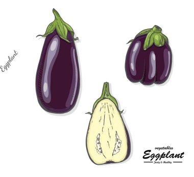 Kroki tarzı renkli patlıcan