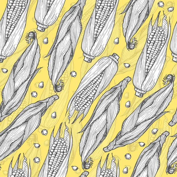 Бесшовный узор с кукурузой — стоковый вектор