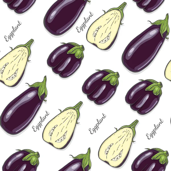 Modèle de couleur sans couture avec aubergine — Image vectorielle