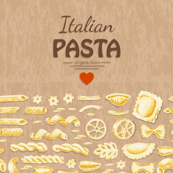 Fondo horizontal sin costuras con pasta italiana — Vector de stock