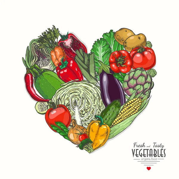 Corazón vector hecho de verduras — Archivo Imágenes Vectoriales