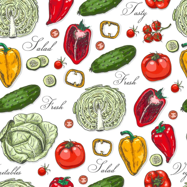 彩色蔬菜无缝模式 — 图库矢量图片