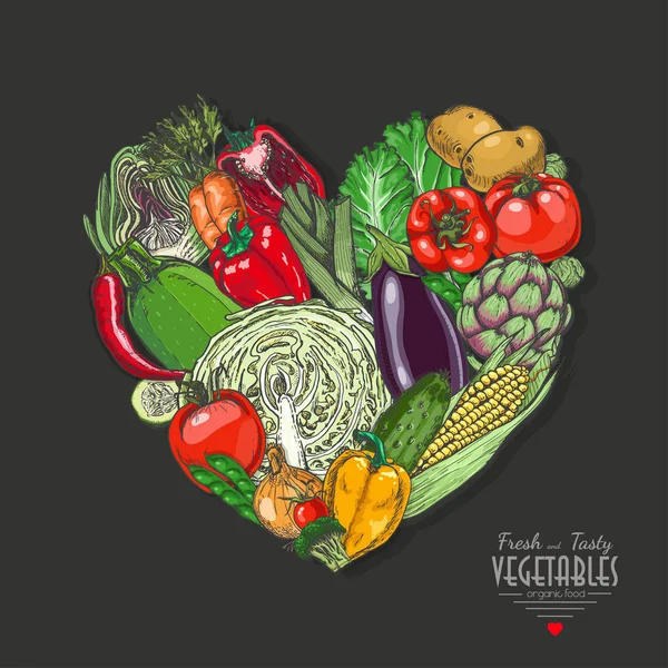 Cuore vettore fatto di verdure — Vettoriale Stock