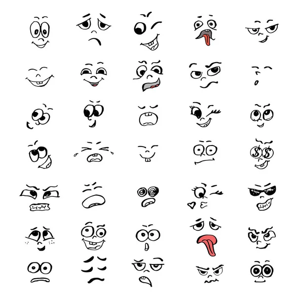 Set van cartoon gezichten van mensen — Stockvector