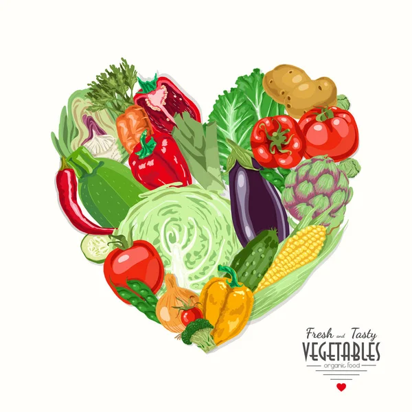 Vector hart gemaakt van groenten — Stockvector