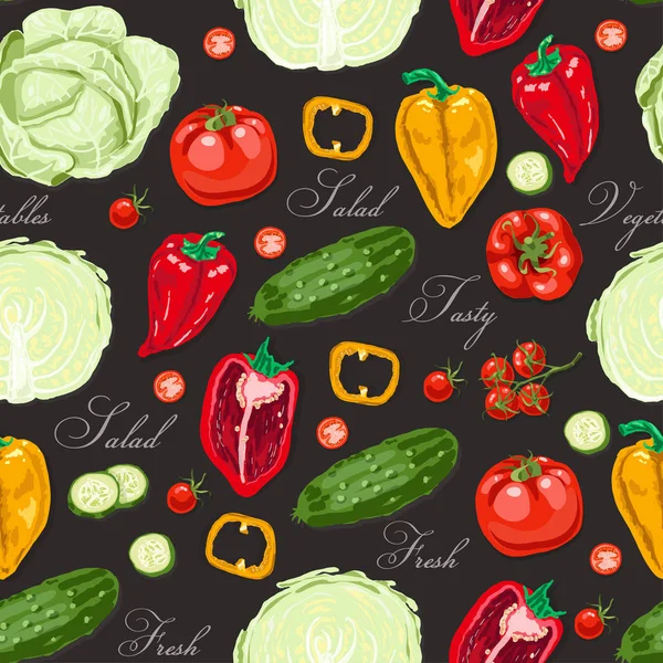 Naadloze patroon met gekleurde groenten — Stockvector