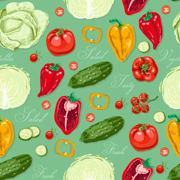 Modèle sans couture avec des légumes colorés — Image vectorielle