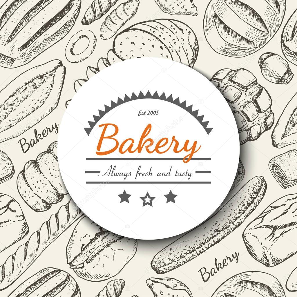 Vector background with various bakery products