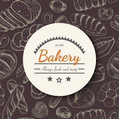 Vektör arka plan ile çeşitli ekmek yapım ürünleri