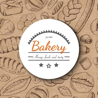 Vektör arka plan ile çeşitli ekmek yapım ürünleri