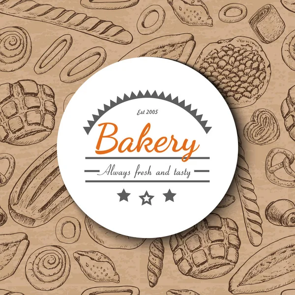 Vector background with various bakery products — Stock Vector