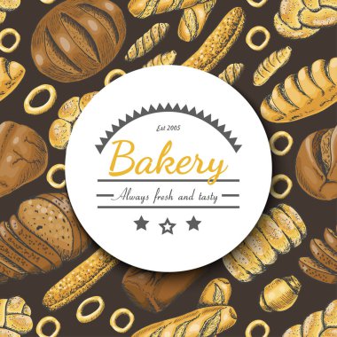 Vektör arka plan ile çeşitli ekmek yapım ürünleri