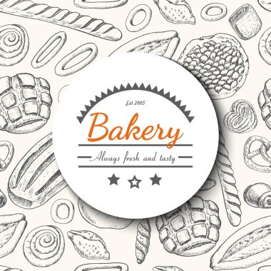 Vektör arka plan ile çeşitli ekmek yapım ürünleri