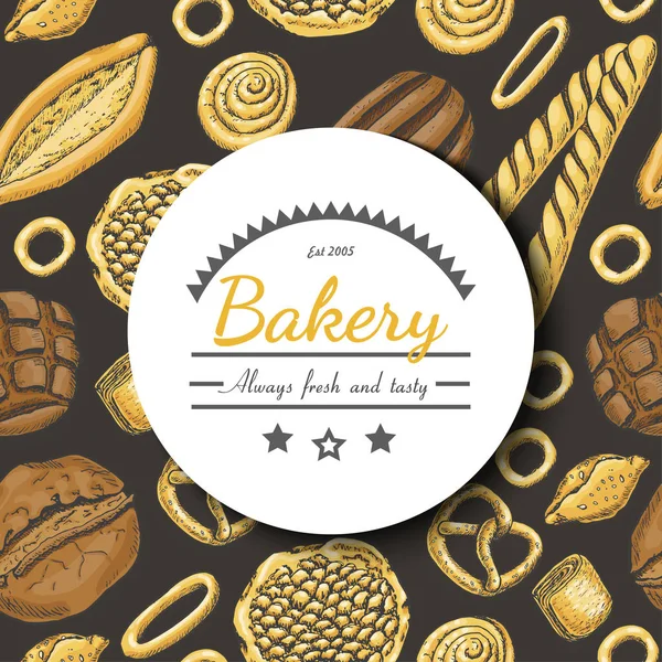 Vector background with various bakery products — Stock Vector