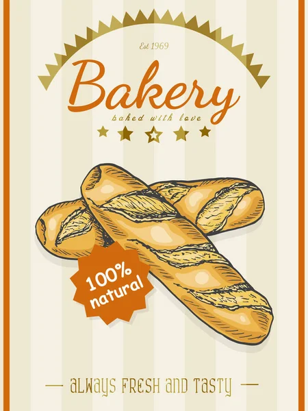 Wektor plakat z żytnim chlebem w stylu szkicu — Wektor stockowy