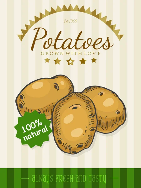 Vektör poster bir kroki tarzı bir patates ile