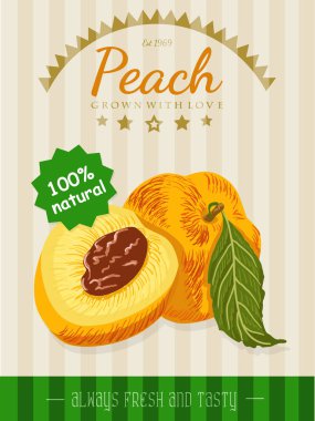 Vektör poster bir şeftali ile