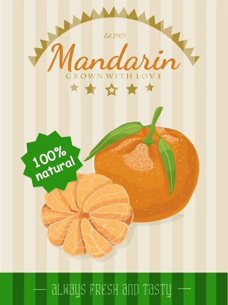 Векторный плакат с мандарином — стоковый вектор