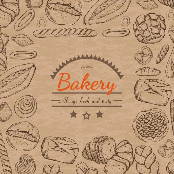 Fond vectoriel avec divers produits de boulangerie — Image vectorielle