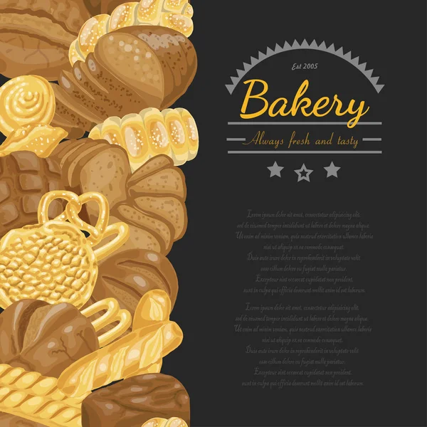 Fondo vectorial con varios productos de panadería — Vector de stock