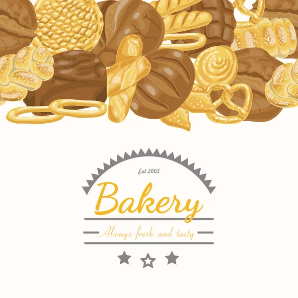 Fondo vectorial con varios productos de panadería — Vector de stock